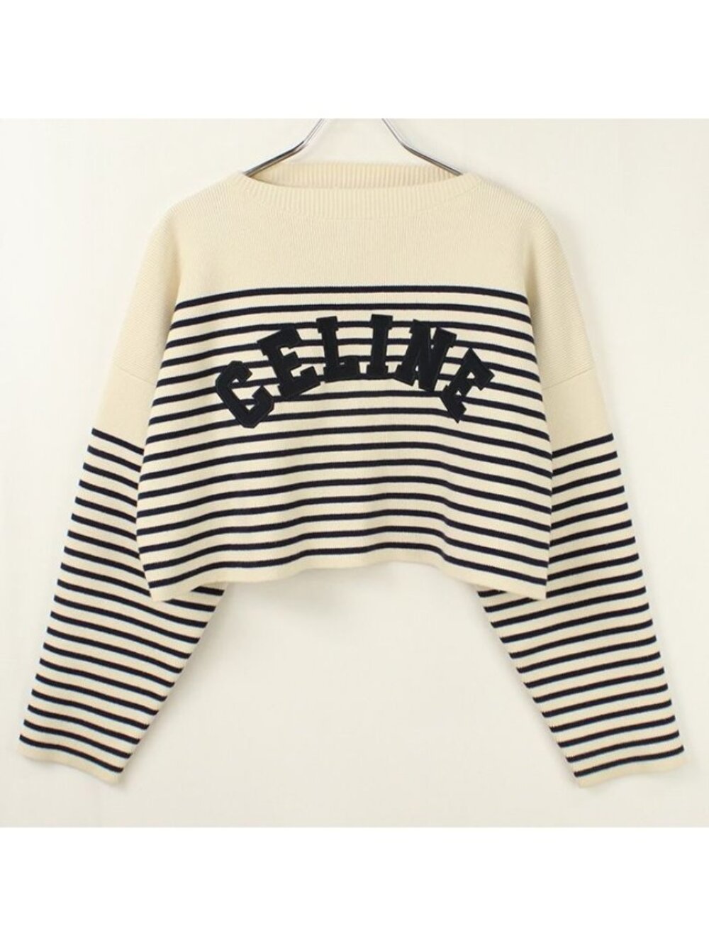 Celine Beau Dark Lopped Sweater Logo Patch Knit